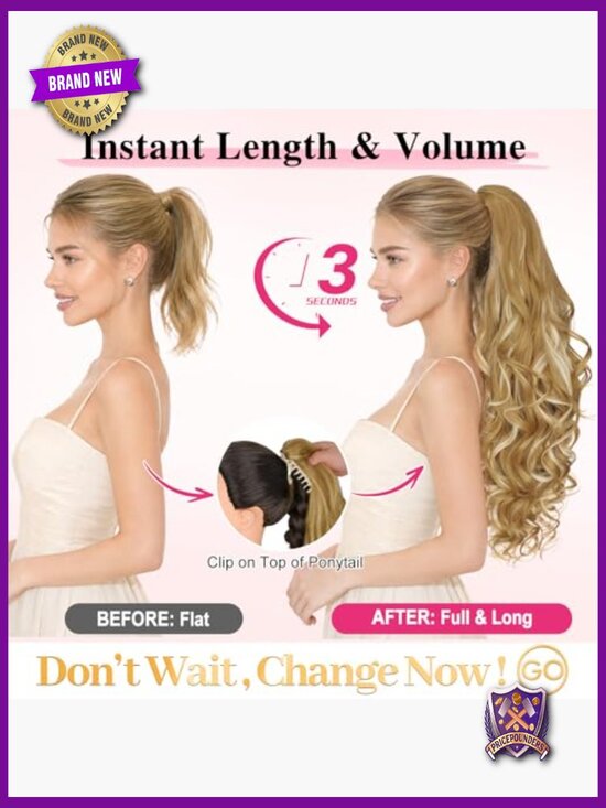 24 Inch Wavy Ponytail Extension Clip In Hair Extensions for Women main image 4